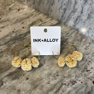 Ink+Alloy Rita Raffia Poms Hoop Earrings